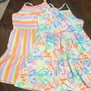 Cat & Jack Multicolor Striped and Tie-Dye Kids Dresses L10/12